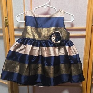 Striped Navy and Gold Baby Dress